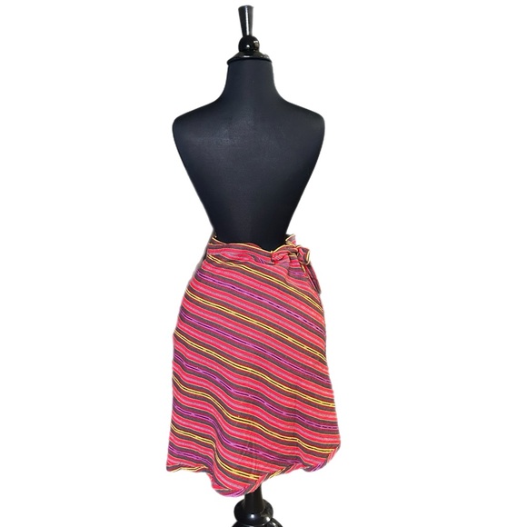 Vintage Striped Multicolor Wrap Skirt - Picture 7 of 7